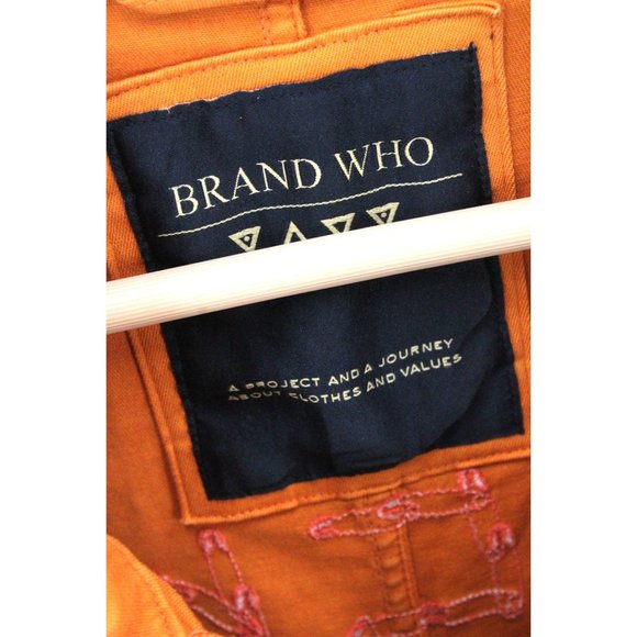 BRAND WHO Jacket Mens Orange Full Zip Designer Ask For More Embroidered Size XL - Picture 8 of 13
